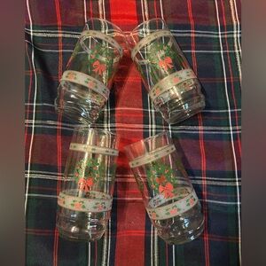Indiana Glass Victorian Christmas Tumblers set of 4